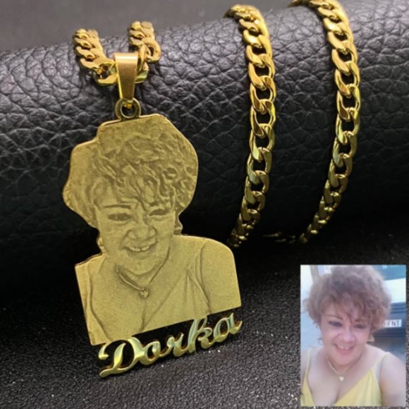 Custom Photo Necklace Personalized Picture Pendant Stainless Steel Cuban Chain - Picture 2 of 5